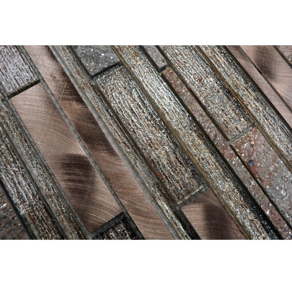 MOSAIKK INTERLOCK CRYSTAL/STONE/ALLOY MIX BEIGE/COPPER XAM