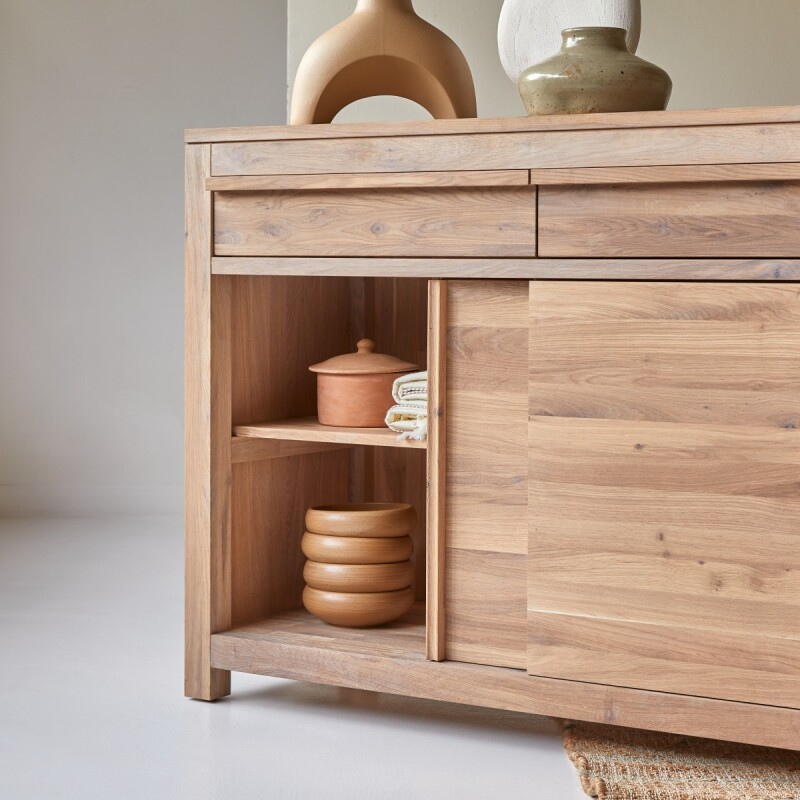 Buffet en bois de chêne Luce H 85 x L 120 x P 45 cm