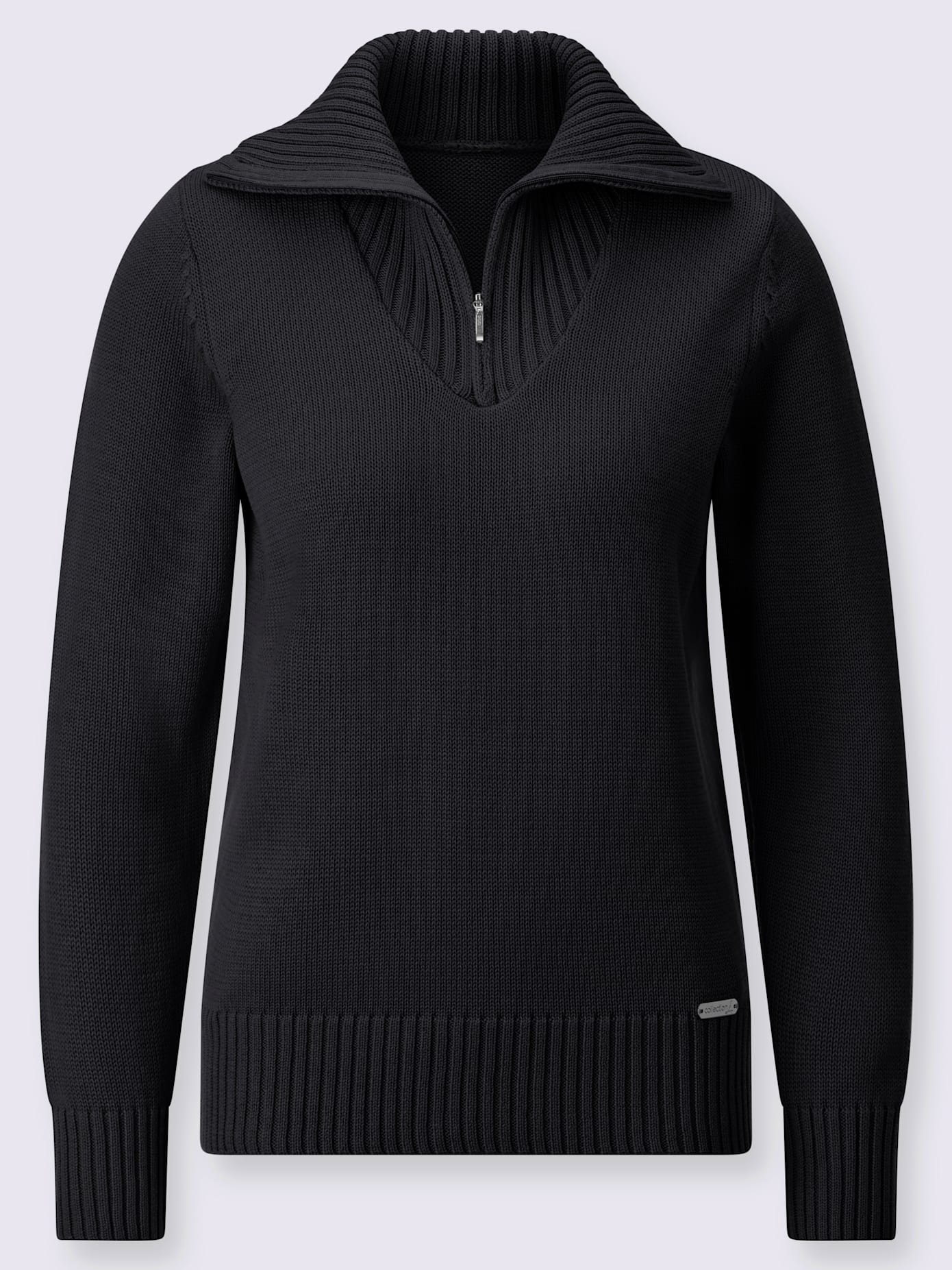 Pull en maille côtelée col montant à glissière