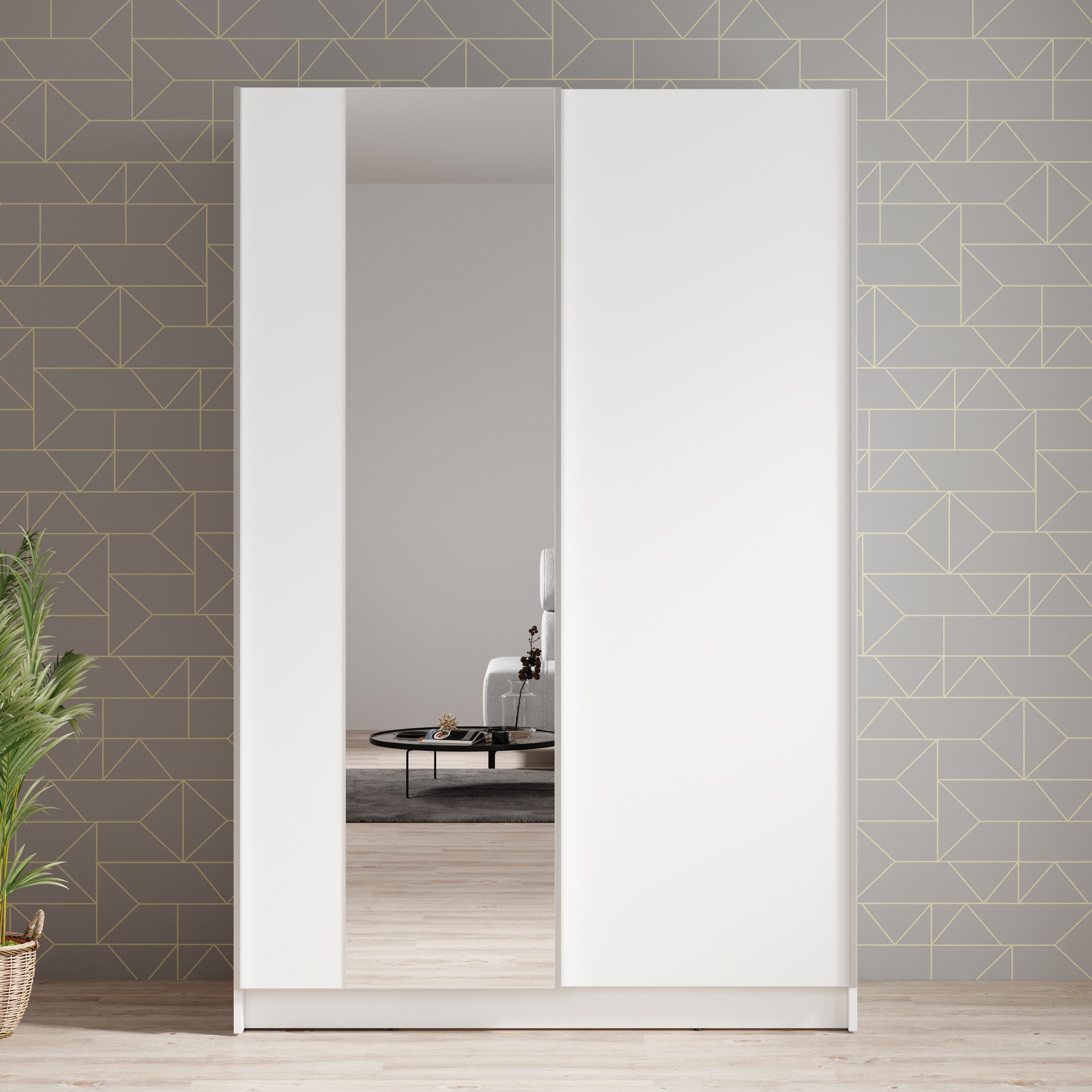 Meubella - Kledingkast Salta - Wit - 120 cm - Met spiegel