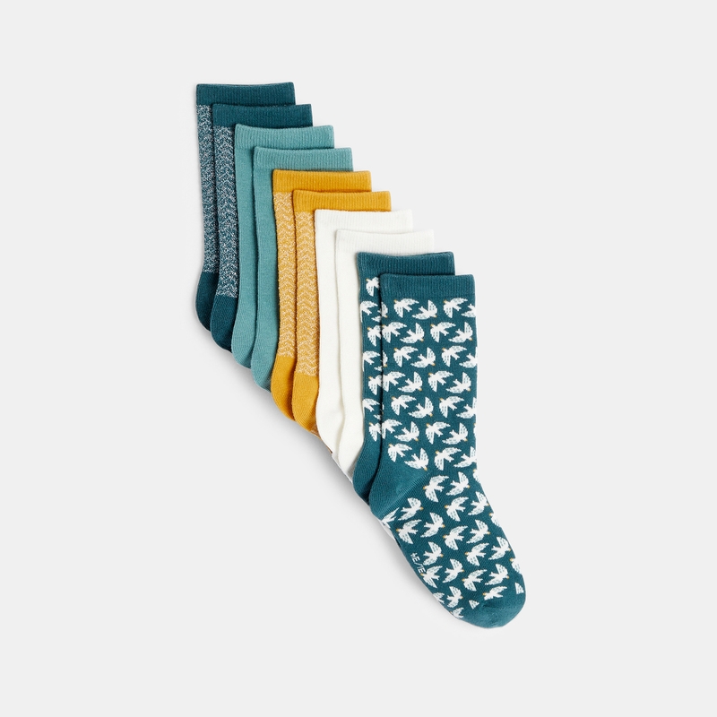Chaussettes fantaisie (lot de 5) bleues fille