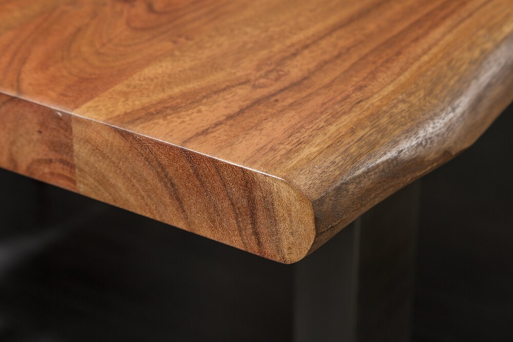riess-ambiente Esstisch MAMMUT NATURE- 160cm Akazie Edelstahl Baumkante 3,5cm Tischplatte Massivholz
