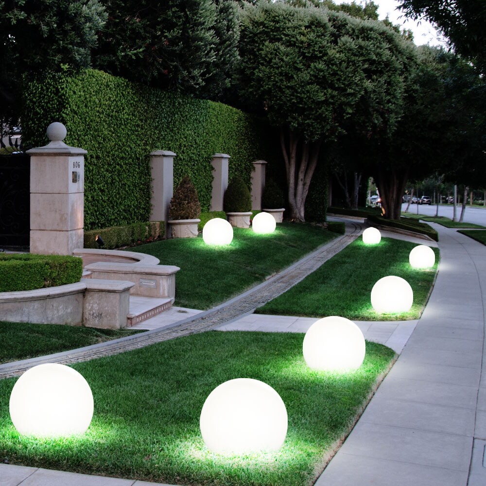 7er Set LED Solarleuchten, Säulen - und Kugel Design