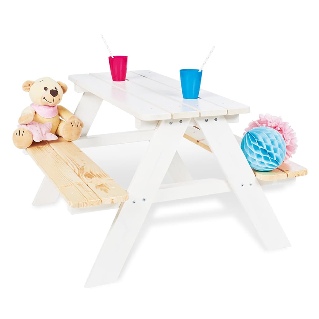 Table et banc de pique-nique d'enfants nicki für 4 bois blanc