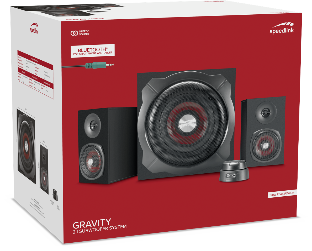 Speedlink - GRAVITY 2.1 subwoofer system, sort