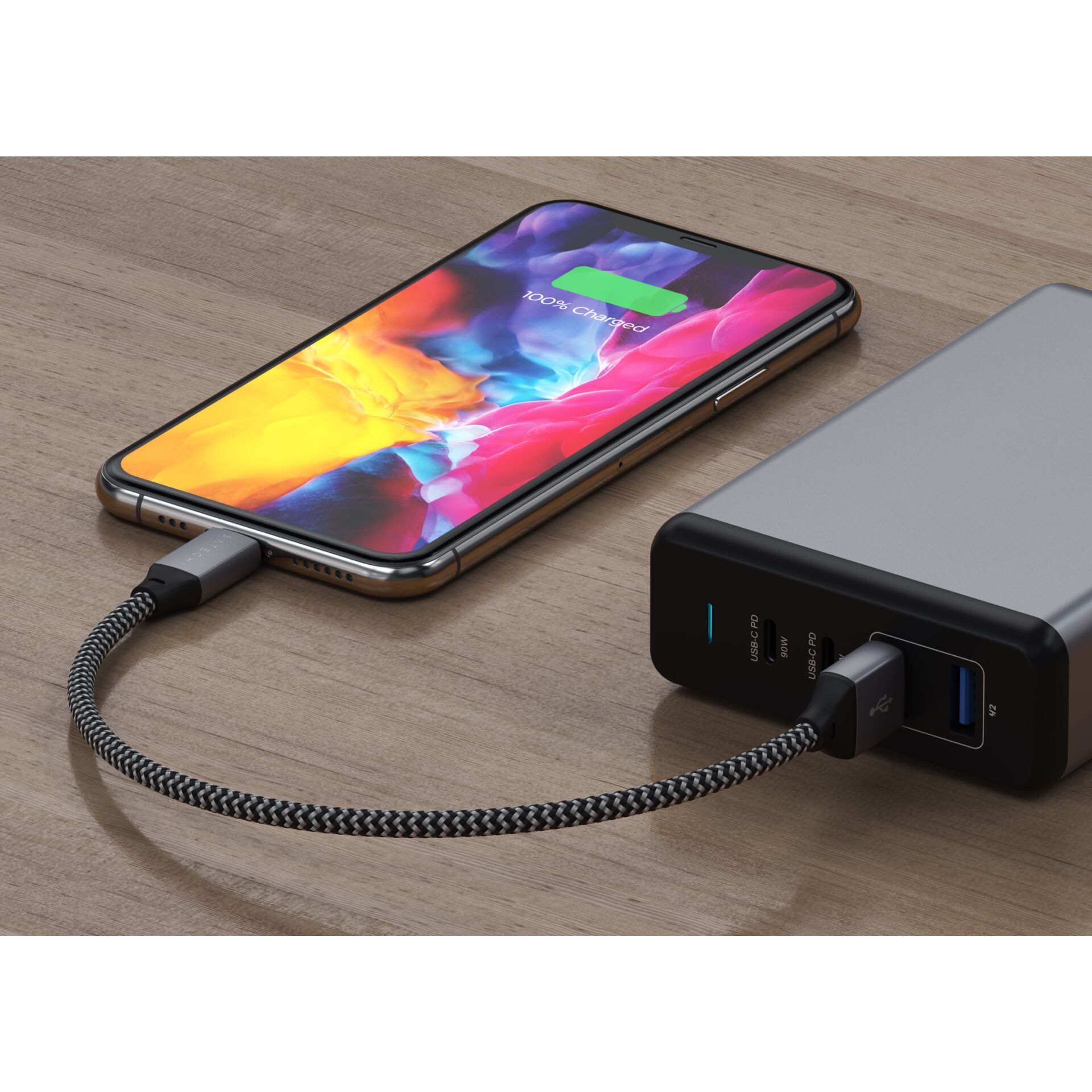 (25cm) 15W USB A auf Lightning Ladekabel Nylon MFi Datenkabel (ST-TAL10M) - Space Grey (Grau)