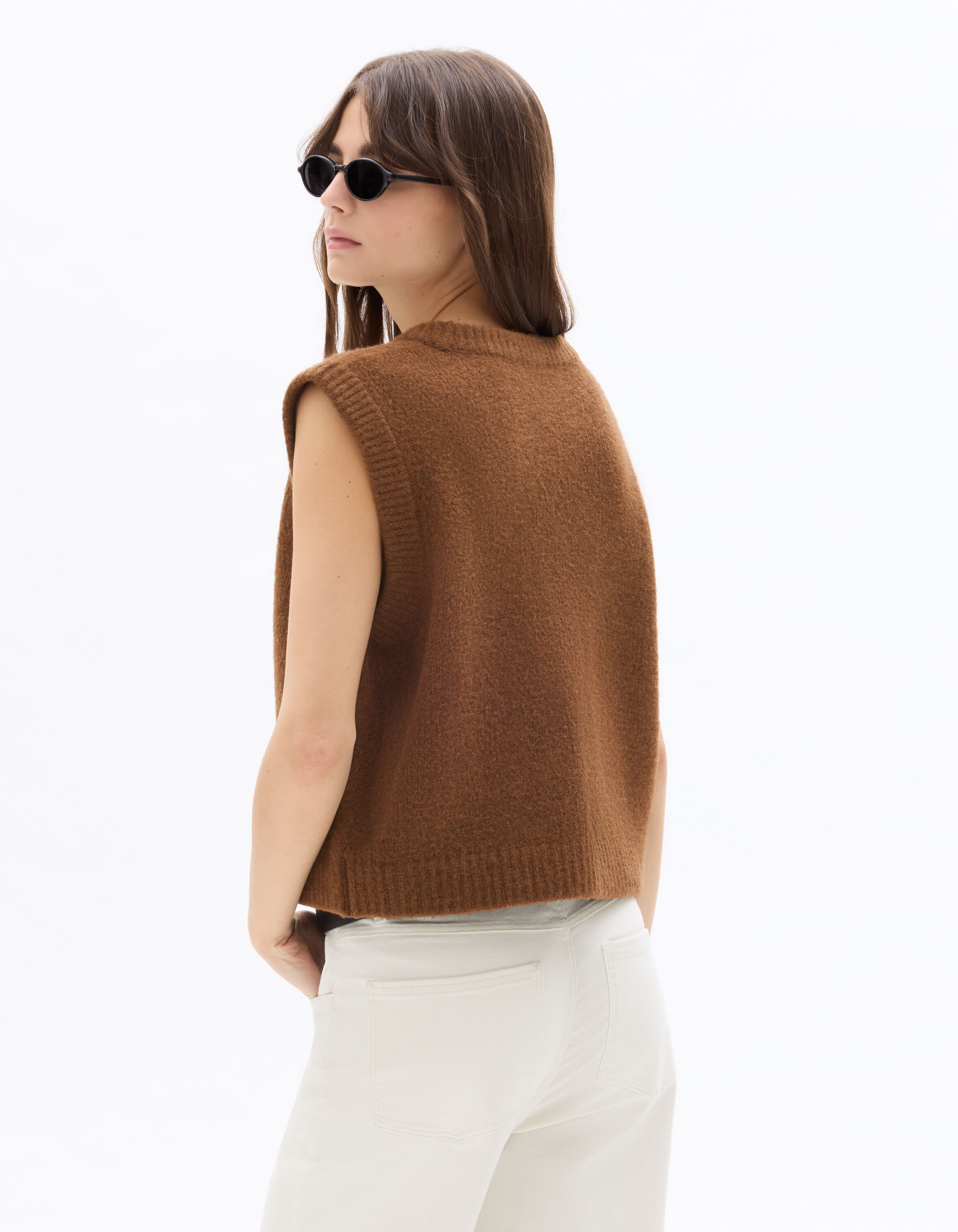 Gilet sans manche cosy knit - marron