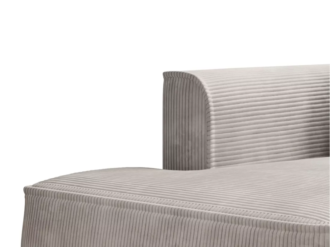 Méridienne gauche en velours côtelé beige PINETA