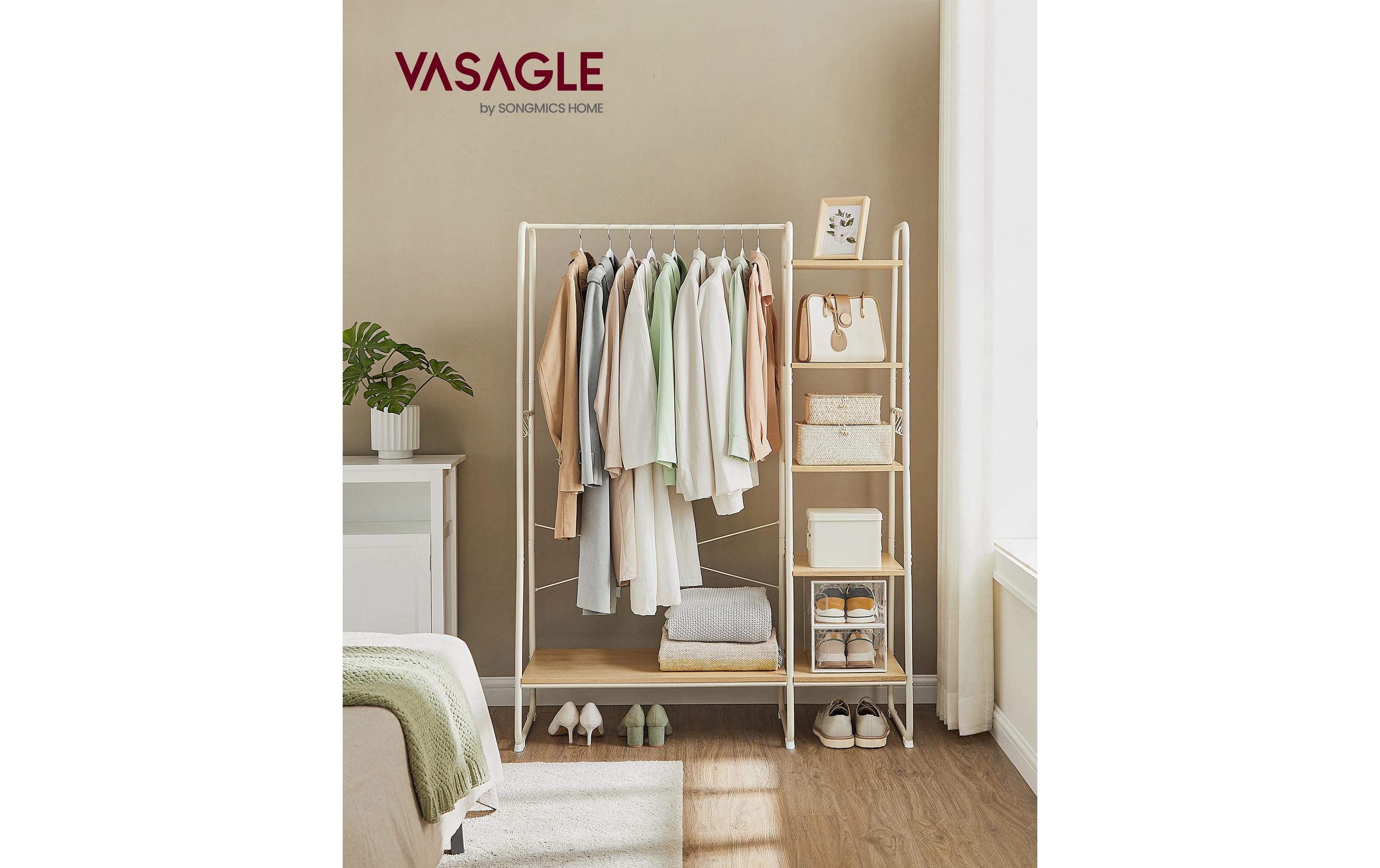 Garderobe 45 x 120 x 160 cm, Nature/WeissKleiderständer