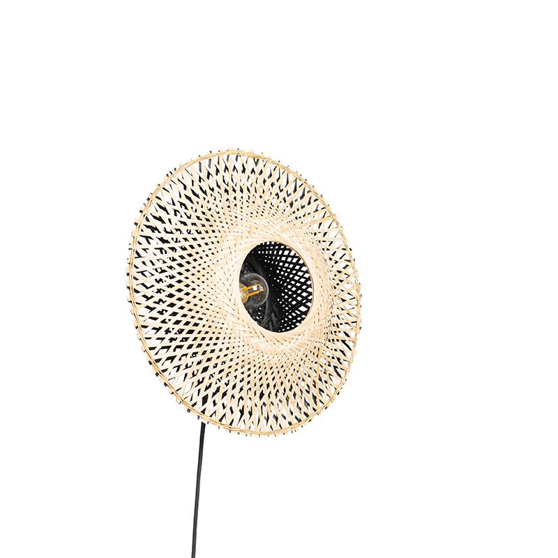 Oosterse wandlamp bamboe 35 cm met stekker - Rina
