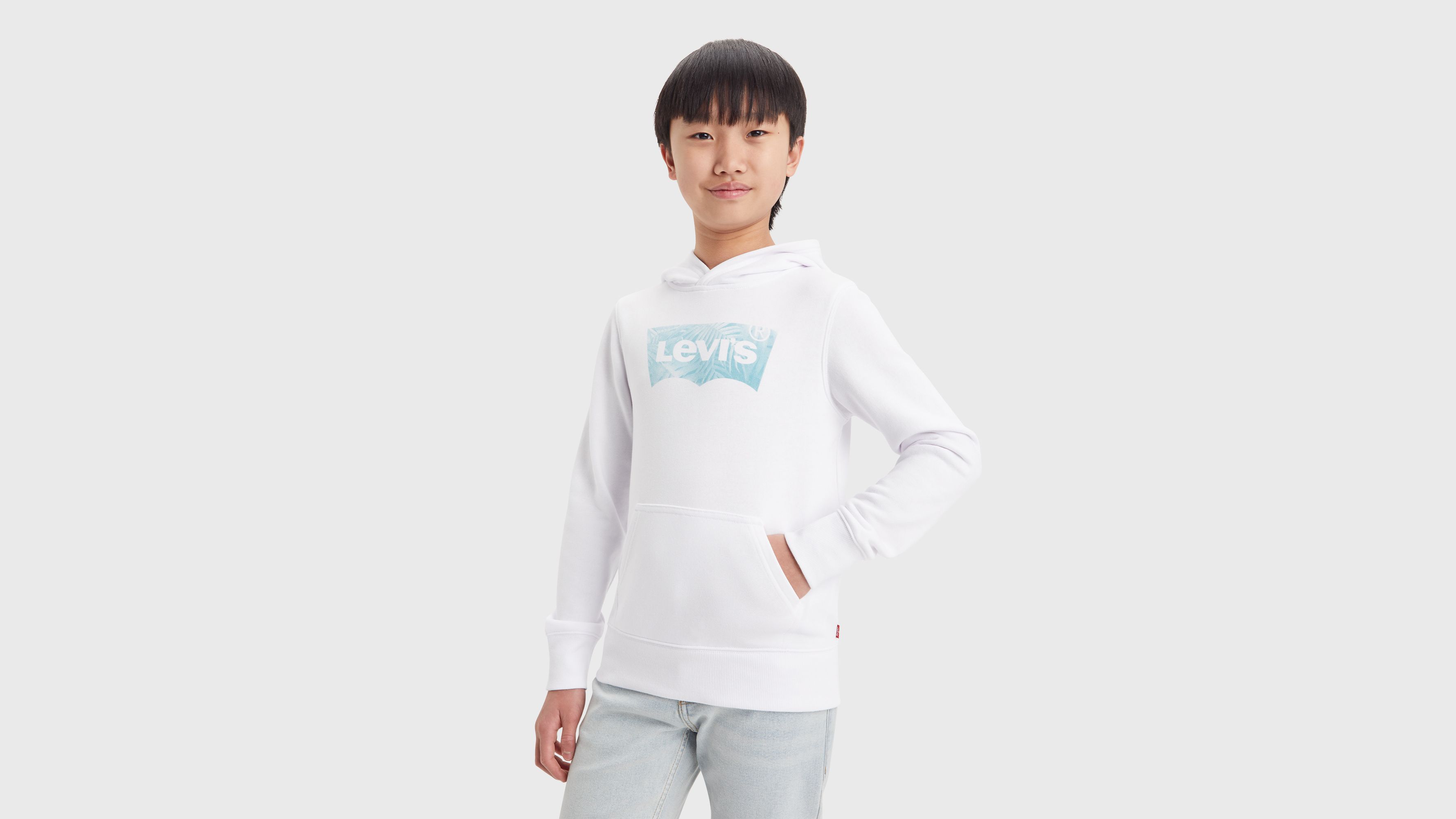 Ado sweat à capuche Palm Batwing - Bright White - Blanc