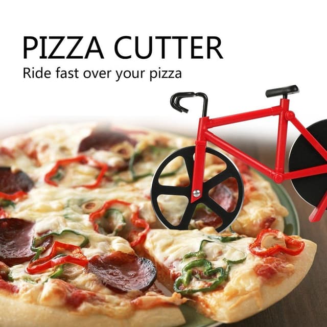 Rustfrit stål cykelform pizzaskærer køkkenværktøj