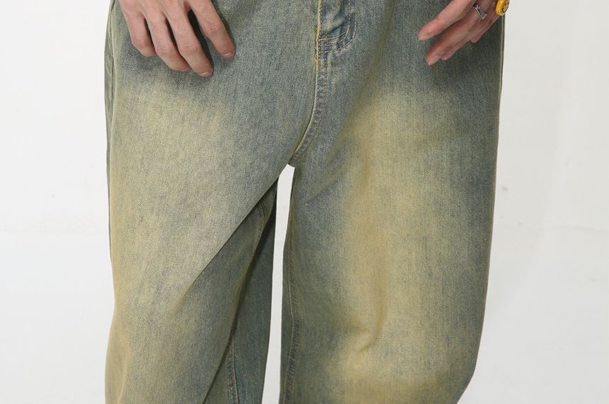 FAERIS - Low Rise Washed Wide Leg Jeans