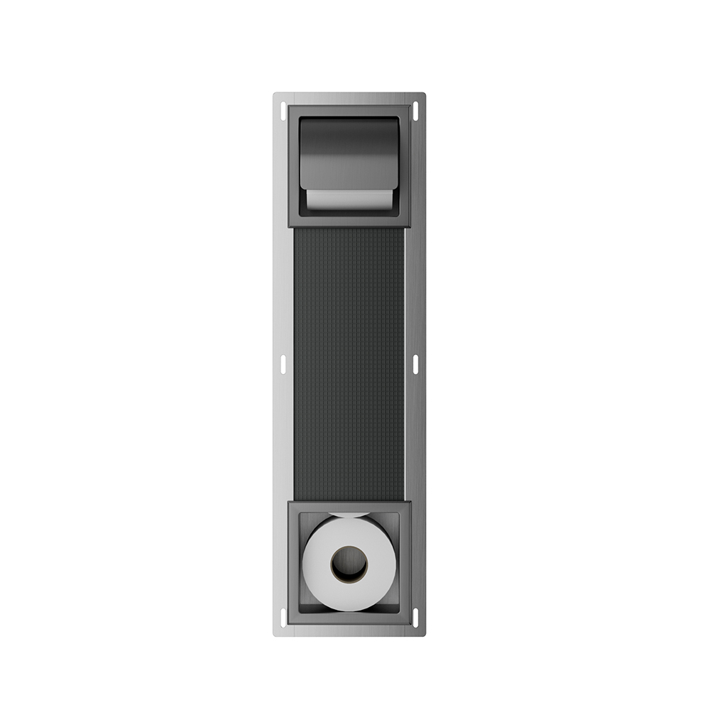 Mueller Mokri inbouw toiletrolhouder met klep en reserverolhouder gunmetal