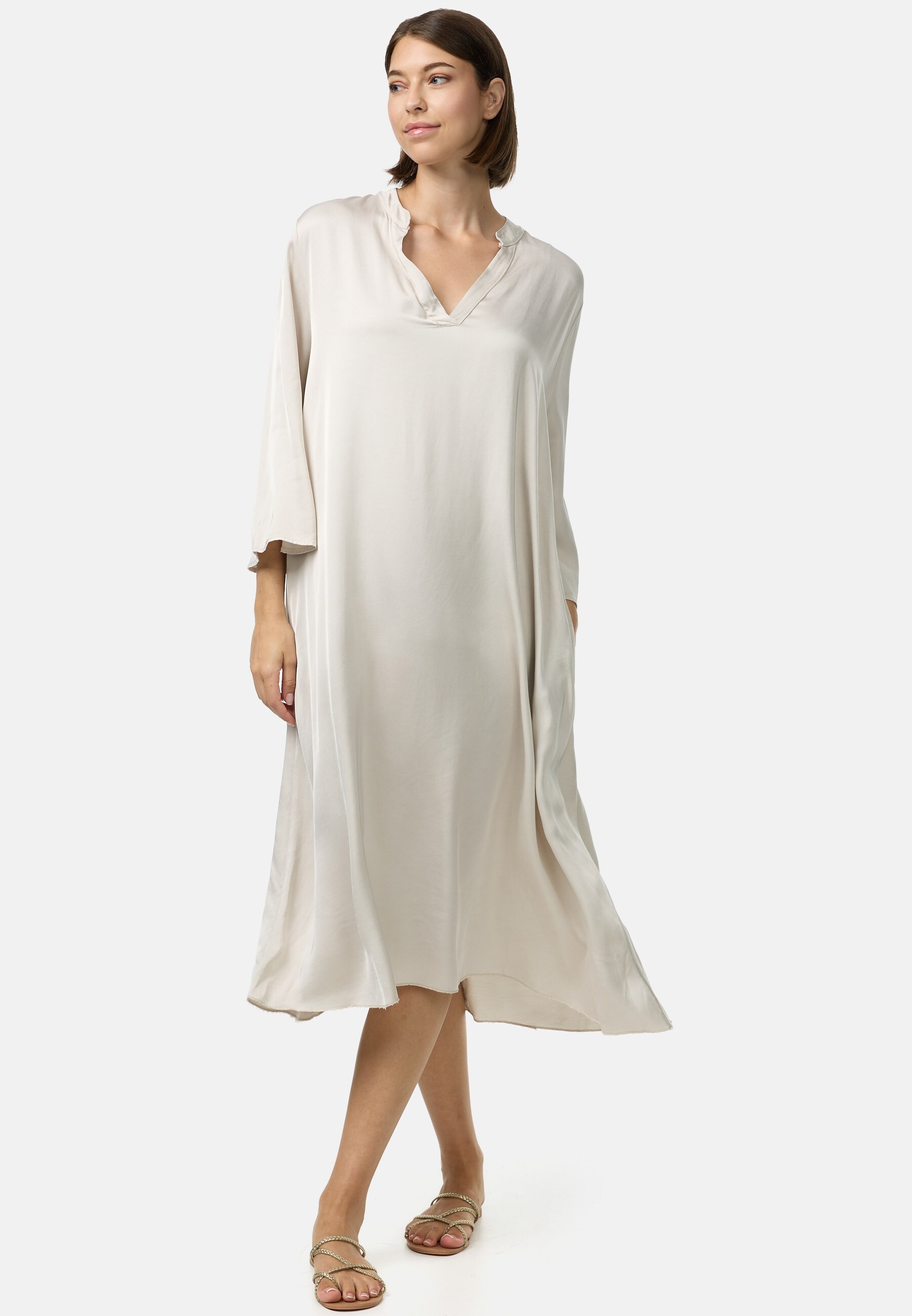PM SELECTED Damen Stilvolles Satin Tunikakleid mit Seidenanteil in Einheitsgröße PM55