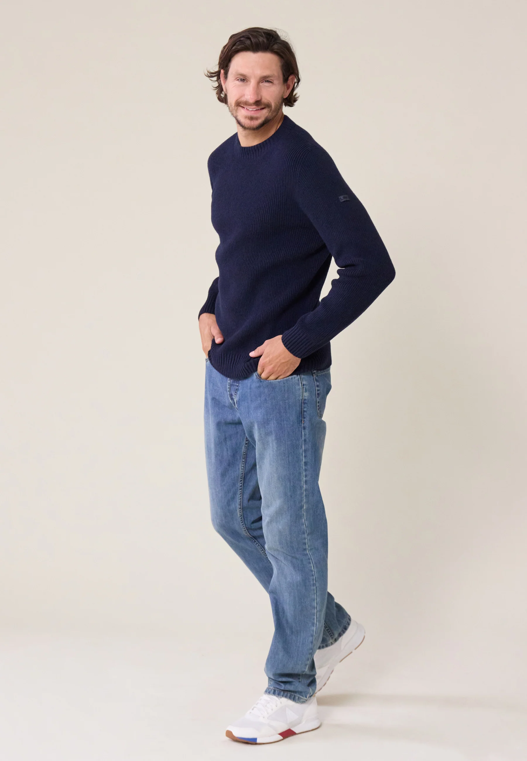 Pull Homme en laine Française-Louis Bleu Marine