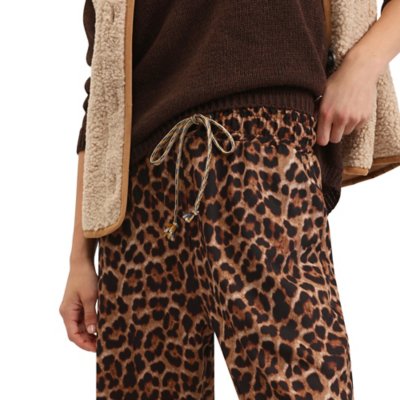 Pantalon femme Palazzo Fluide Print Leopard Cordon PLEASE