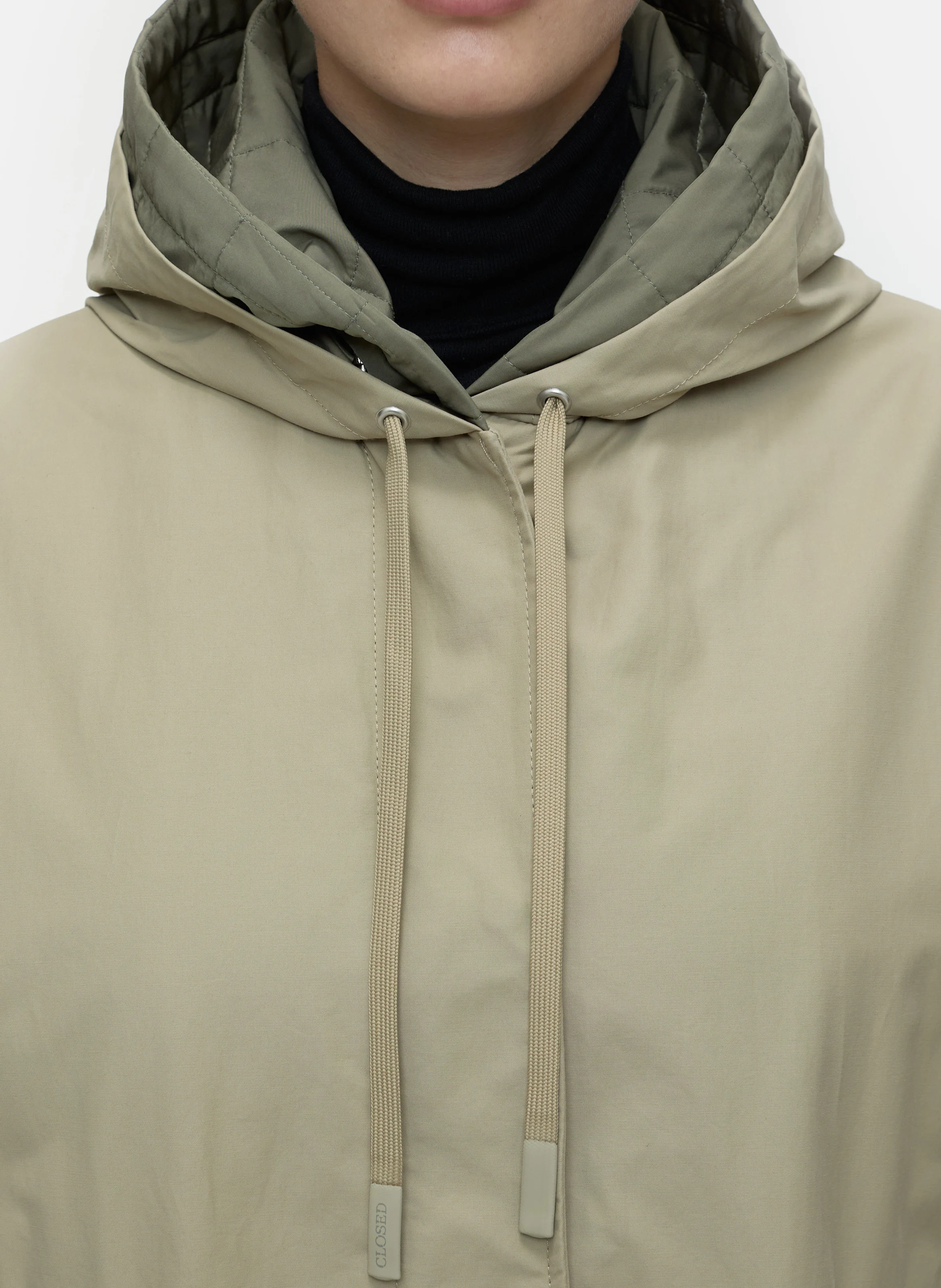 Parka ample à capuche en coton| Kaki