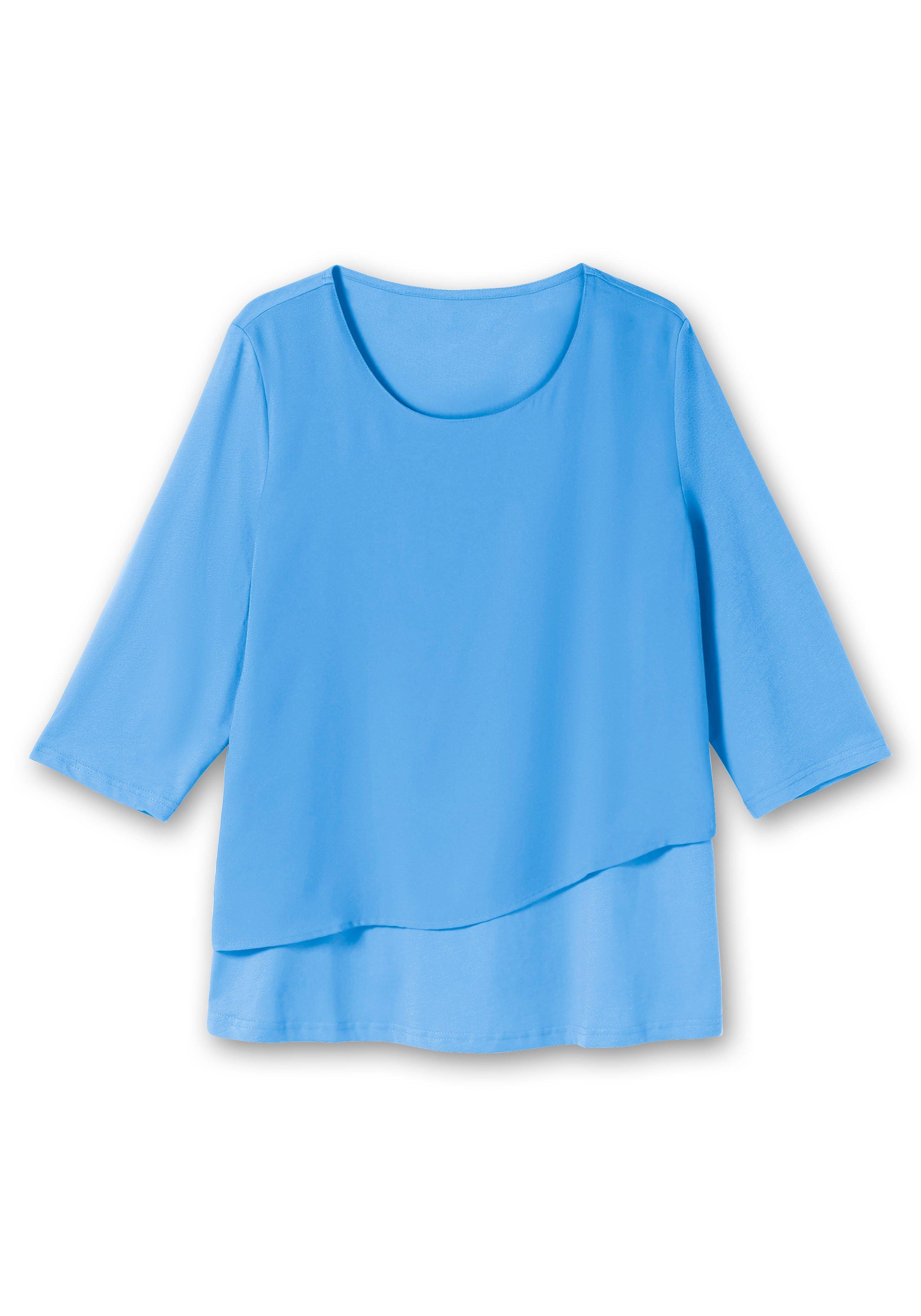 3/4-Arm-Shirt in Layeroptik, im Materialmix
