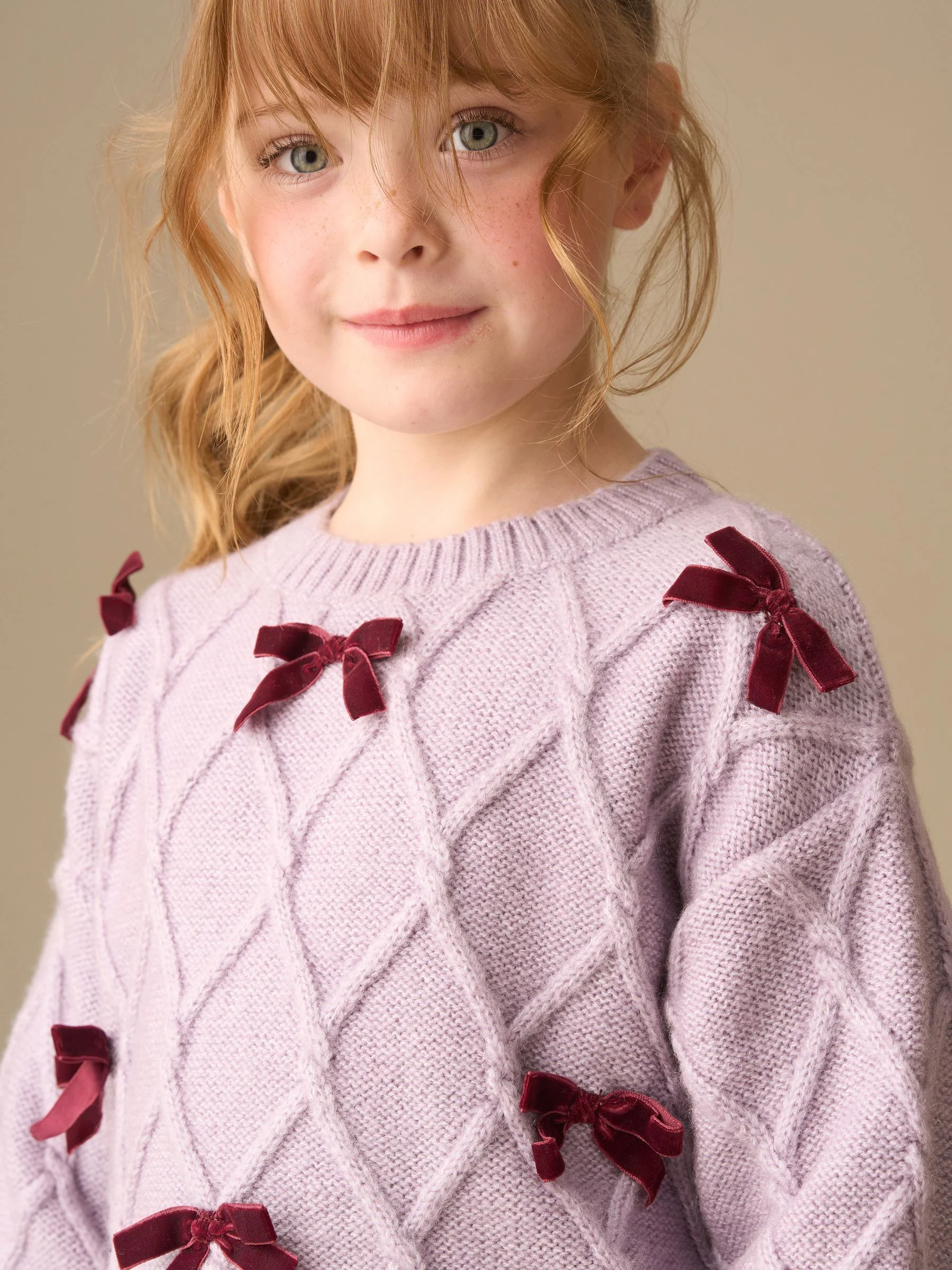 Angel & Rocket Clara Textured Knit Velvet Bow Jumper