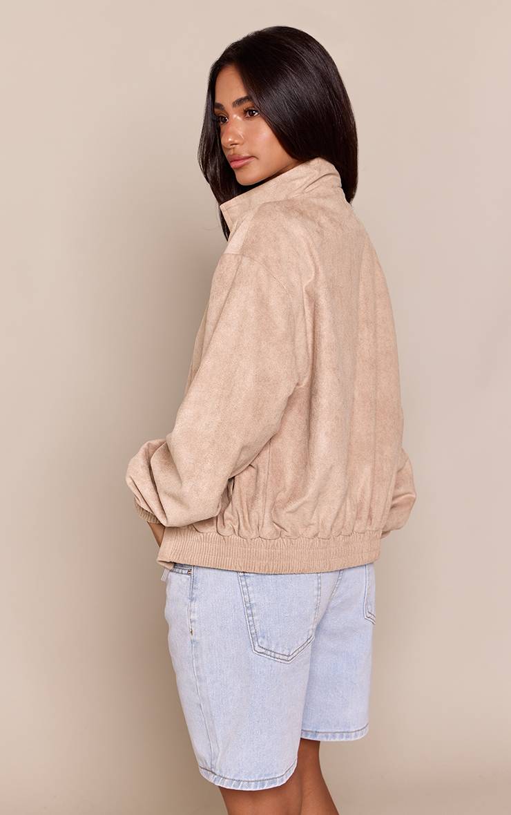 Gris Pierre Blouson Bomber Petite En Synthétique Avec Col Montant Zippé Et Fermetures À Bascule