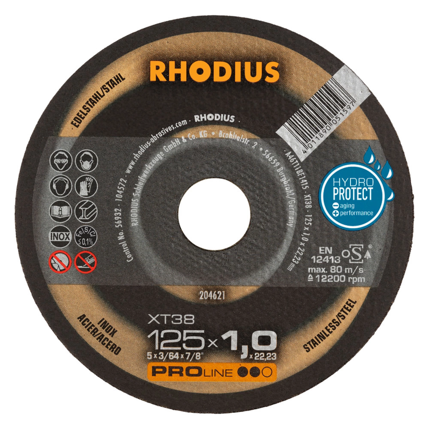 Rhodius 204621 XT38 PROline ll Doorslijpschijf extra dun 125 x 22,23 x 1,0mm (50 st)