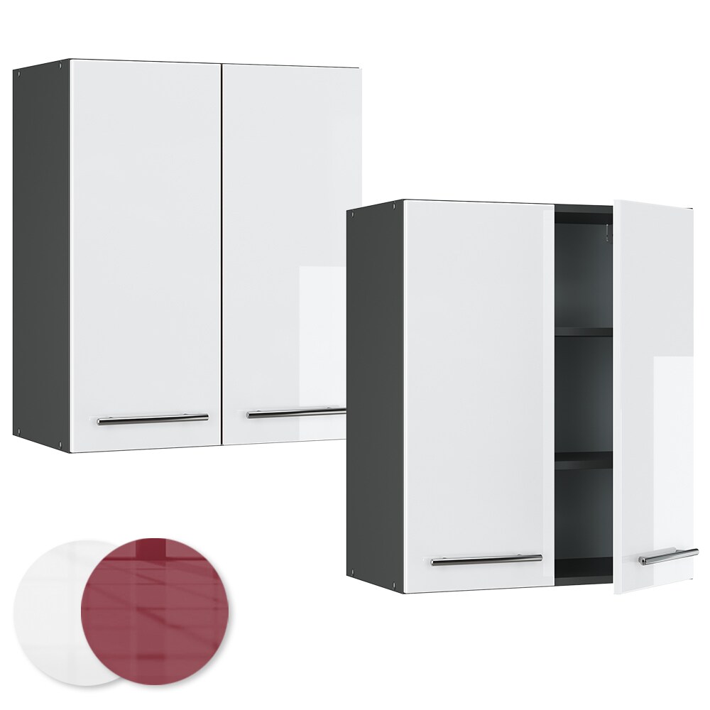 VICCO Hängeschrank 60 cm Weiß Hochglanz Küchenschrank Hängeschrank Küchenzeile Fame-Line