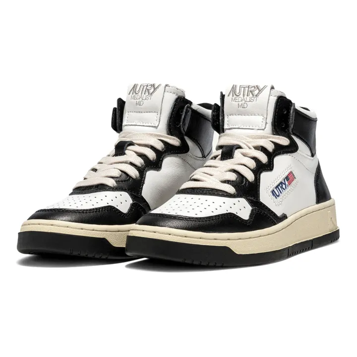 Autry Baskets Medalist Mid Cuir Bicolore | Noir