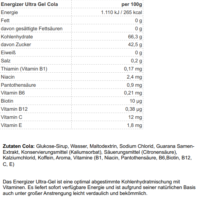 Peeroton Energizer Ultra Gel Cola