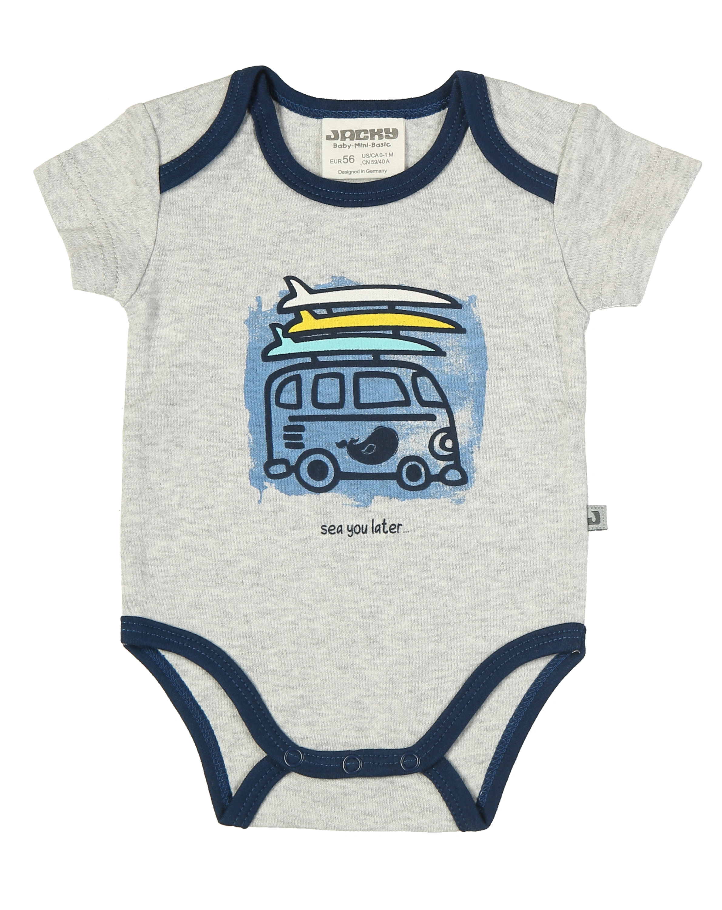 Kurzarm-Body SEA YOU LATER  2er-Pack in offwhite/grau