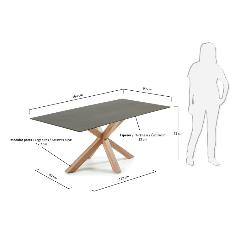 Kave Home New argo eettafel porselein Iron Moss