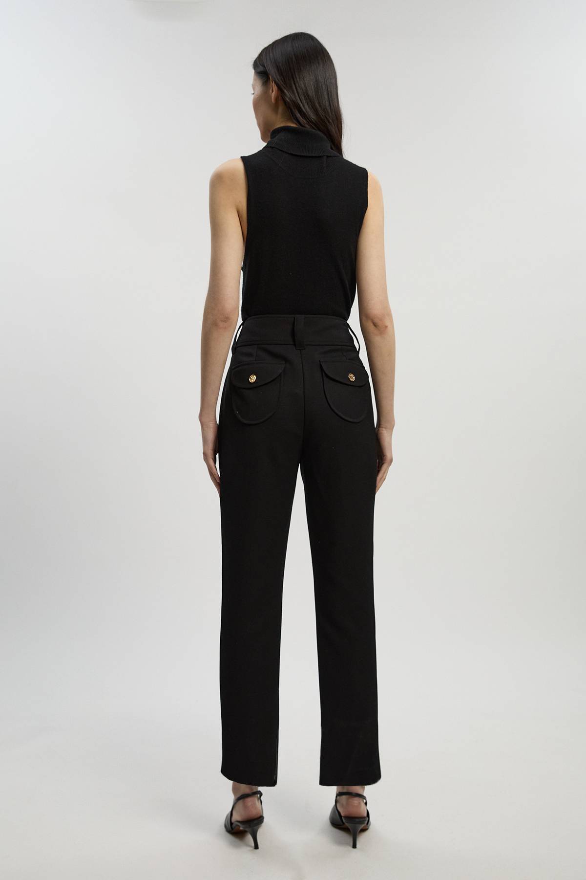KarenMillen Pantalon Droit Ajusté en Stretch Texturé Compact - Taille Petite