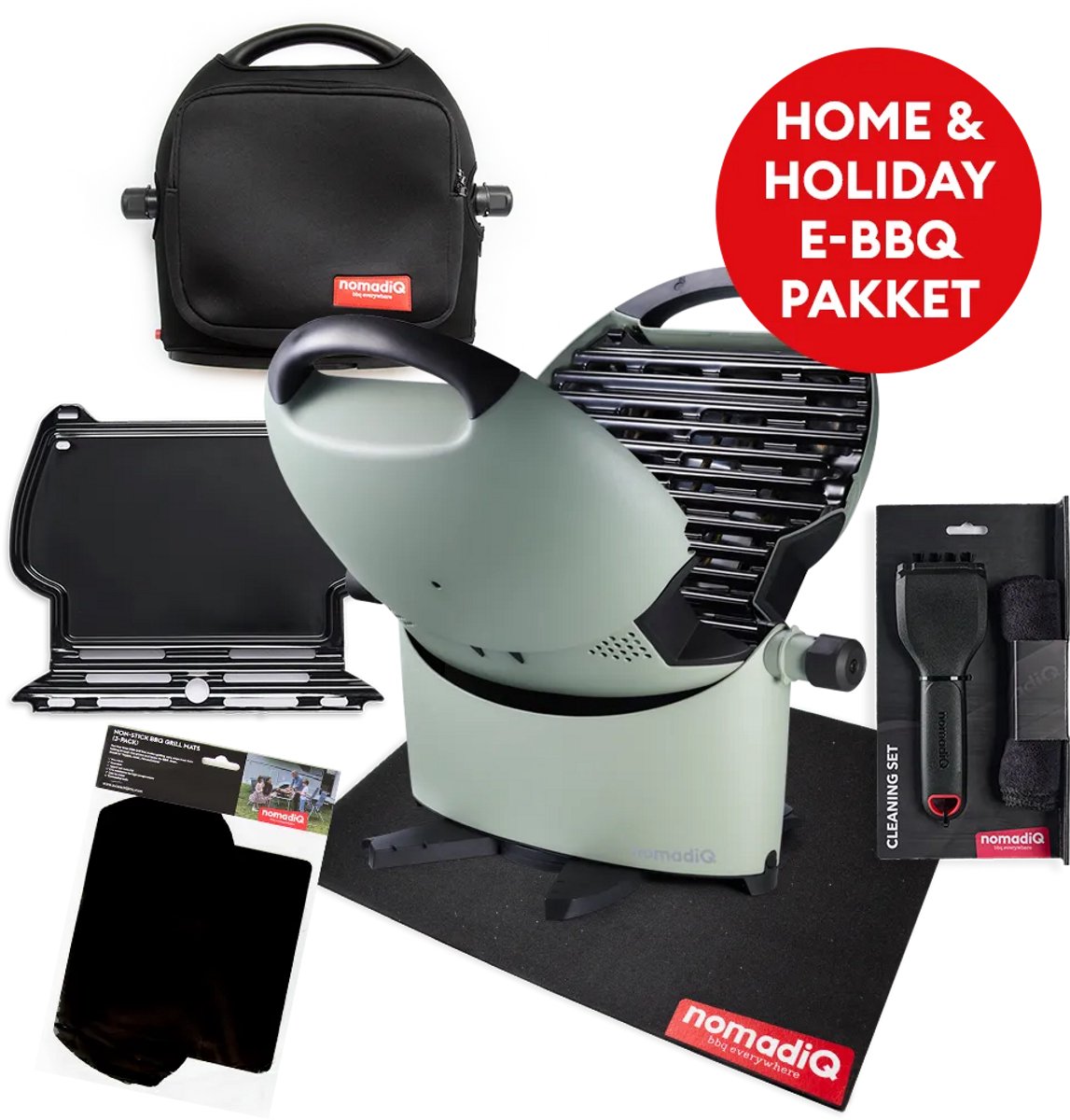 NomadiQ HOME & HOLIDAY draagbare elektrische barbecue set