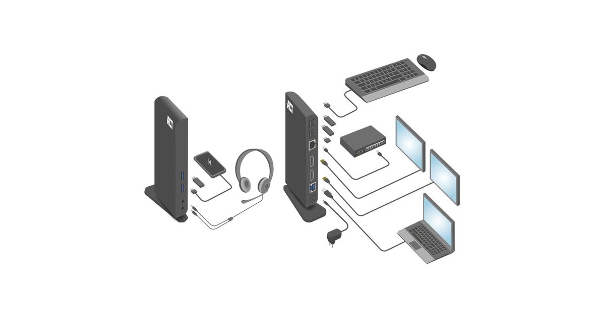 ACT ConnectivityUSB-C of USB-A Dual Monitor Docking Station  (Zwart)