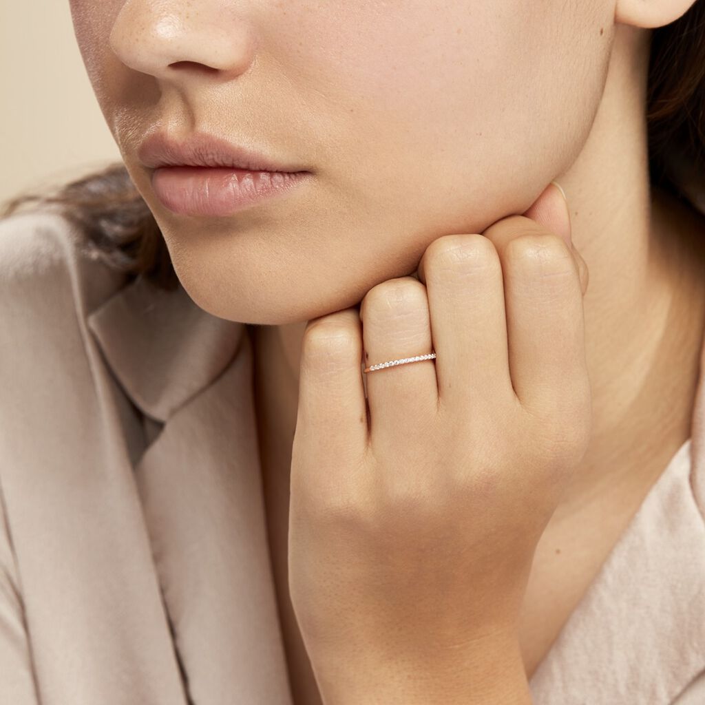 Bague Jaquelyn Argent Rose Oxyde De Zirconium