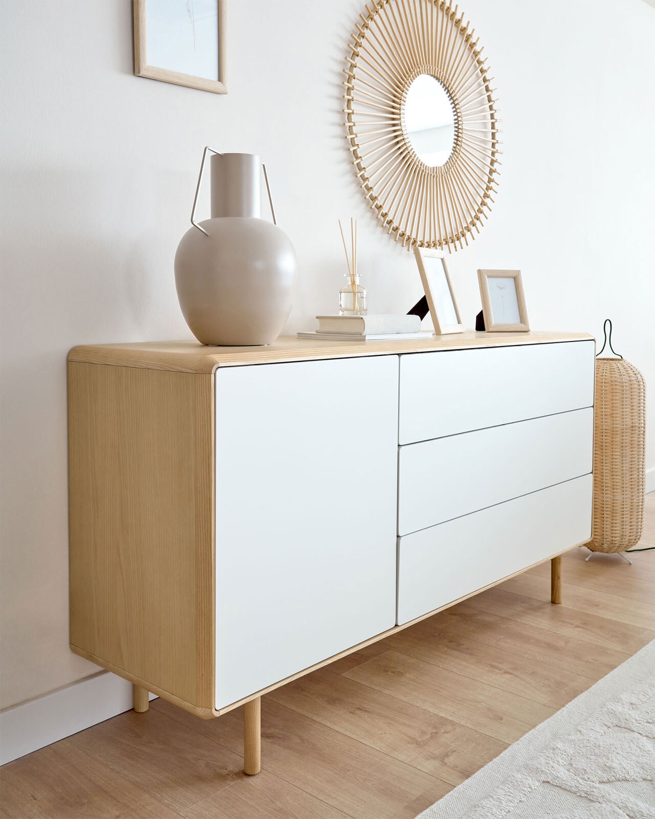 Kave Home Sideboard ANIELLE 150 x 78 cm Esche/Natur/grau