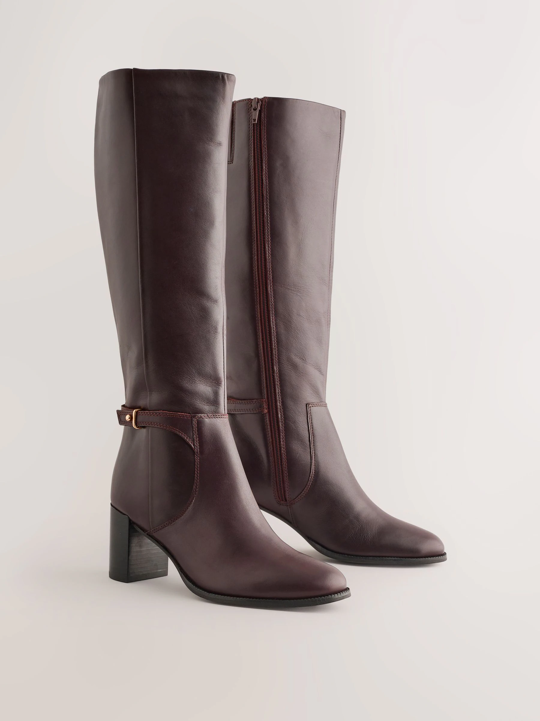 Chocoladebruin leer - Forever Comfort® kniehoge laarzen met hardware trim