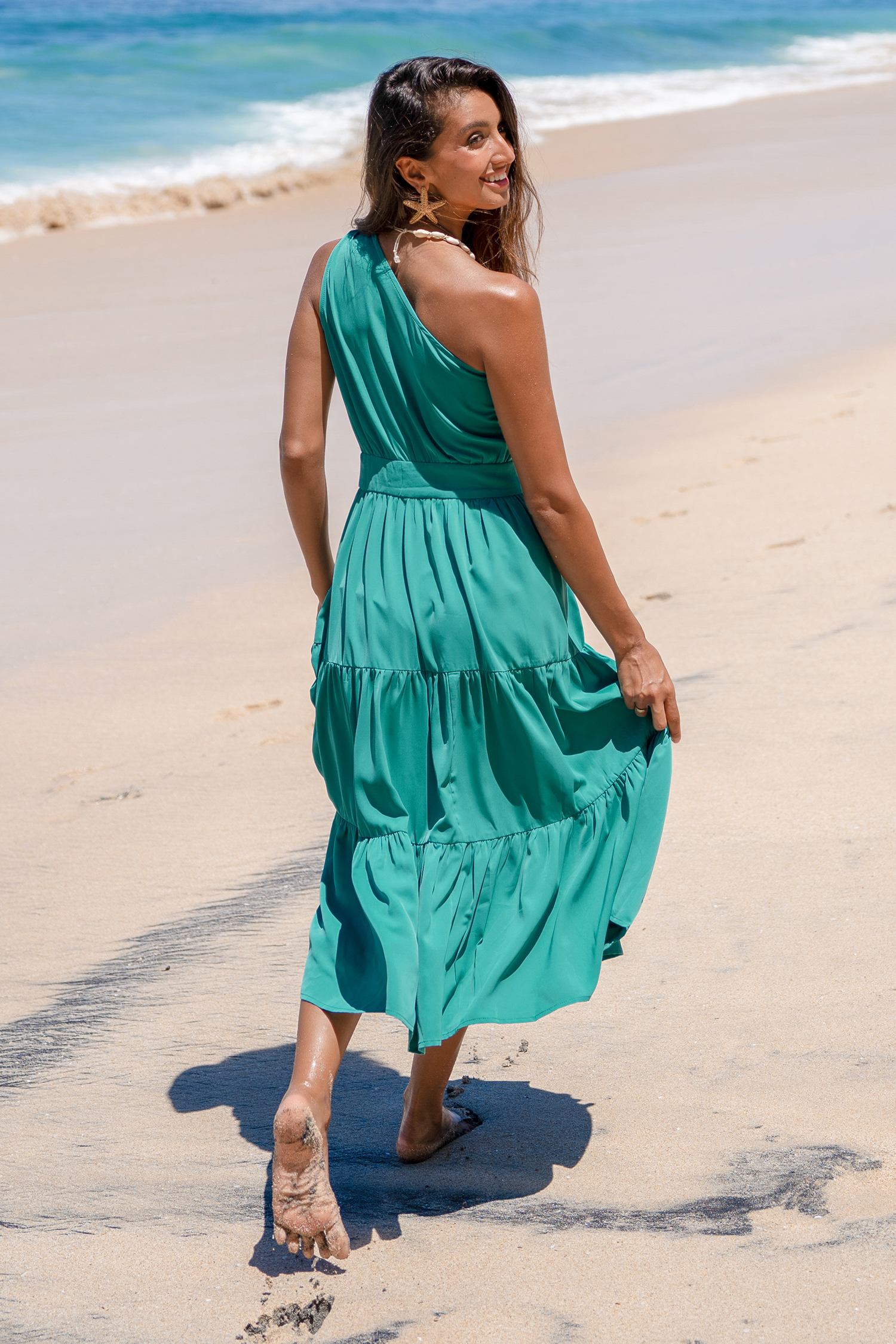 Robe midi sans manches à une épaule