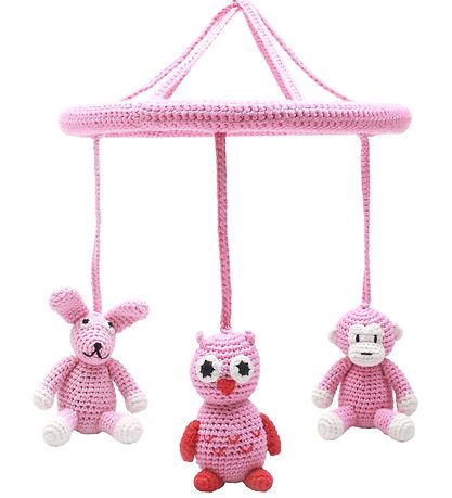 NatureZoo Baby-Mobiles - Rosa m. Eule/Hase/Affe