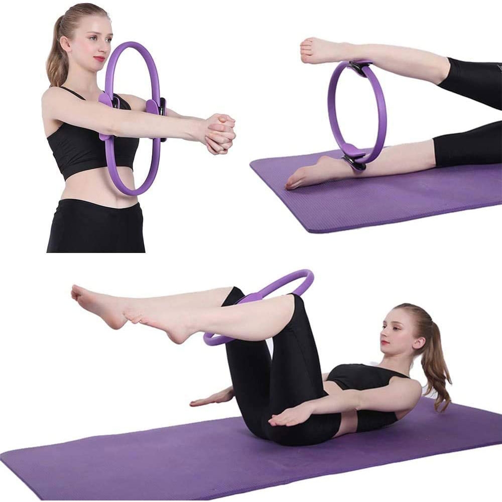 (38x3cm) Pilates Circle Widerstandsring Yoga Ring Loop mit Doppelgriff - Lila