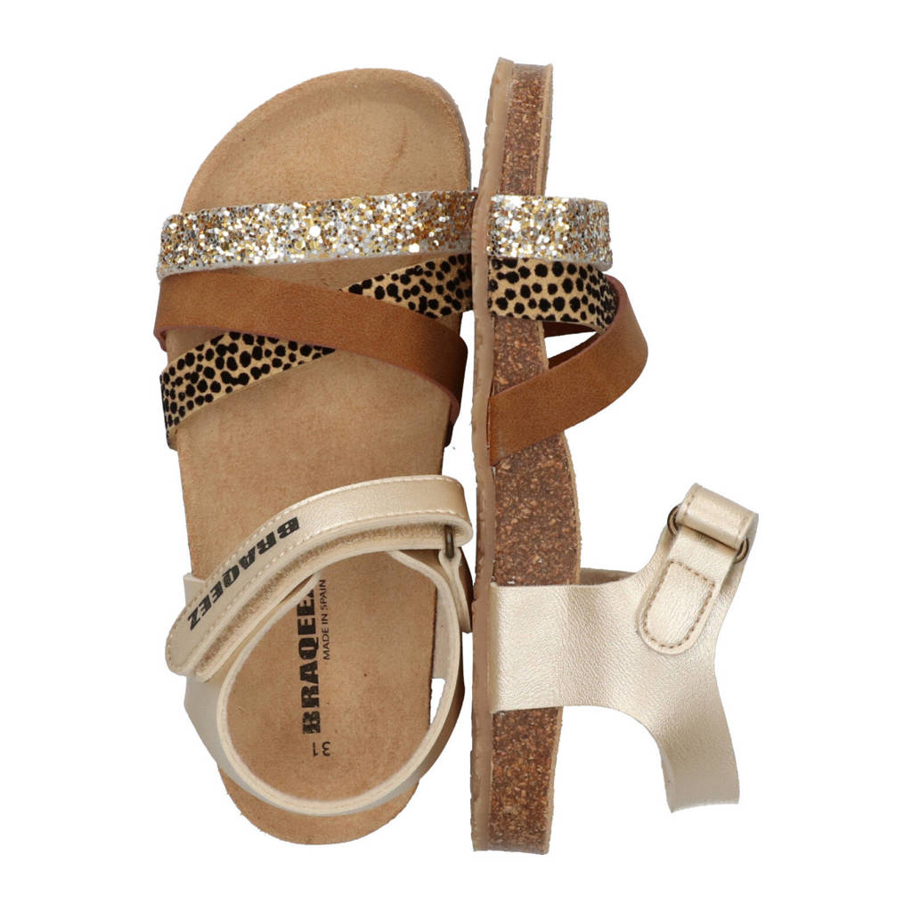 Braqeez Sammy Spainleren sandalen champagne