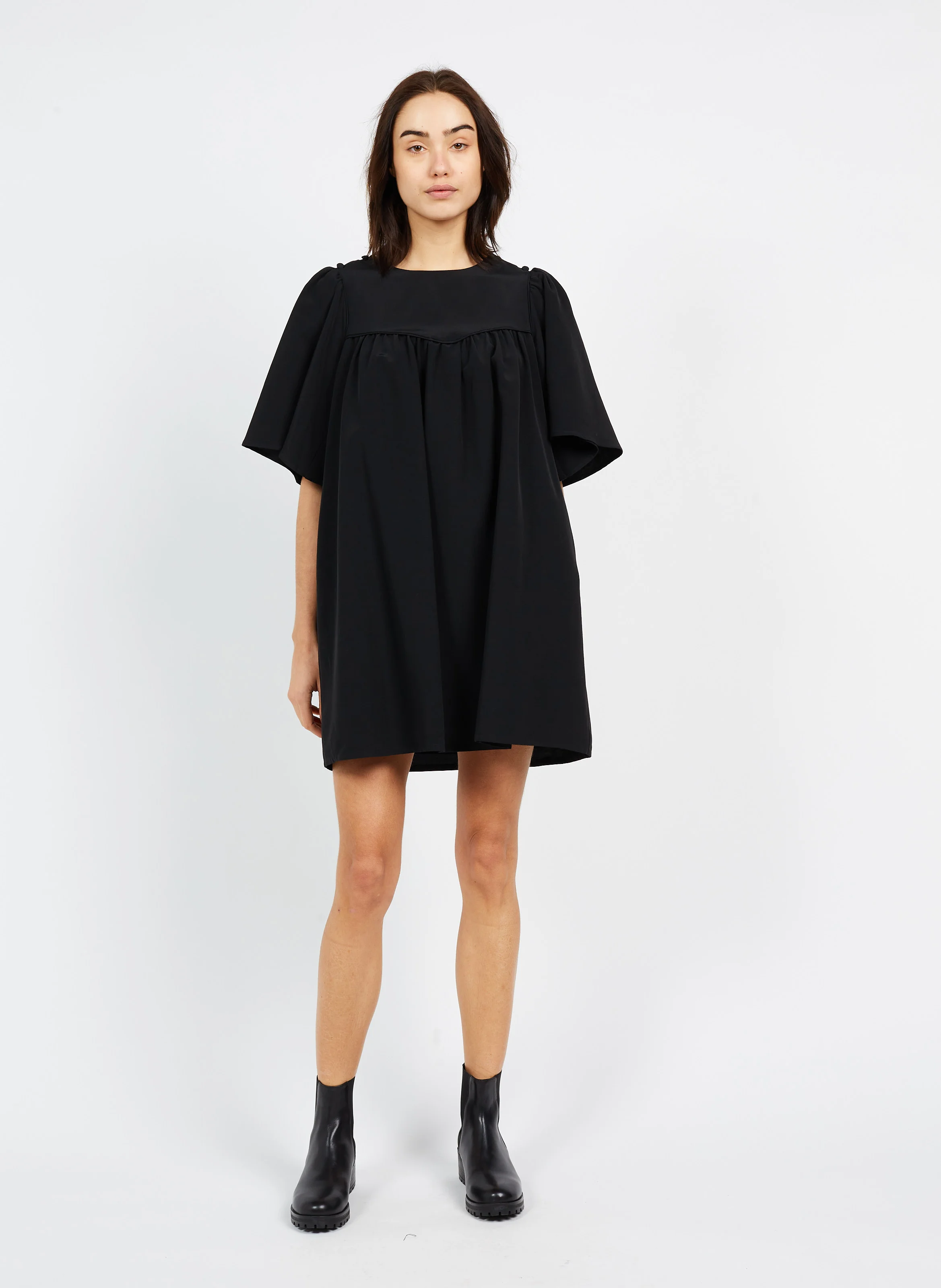 LE CANDIDE - Robe courte en coton mélangé | Noir