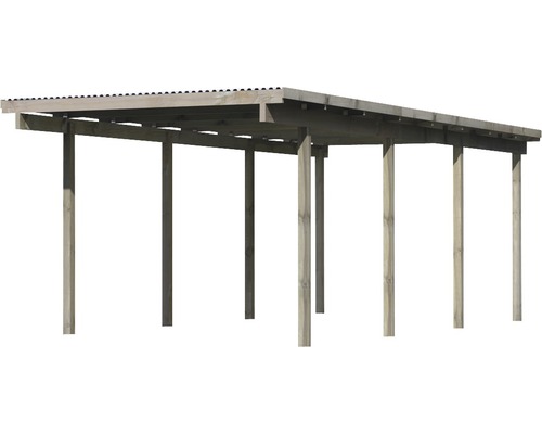 Enkele carport Karibu Eco 2A PVC panelen zonder fittingen 268x576 cm drukgeïmpregneerd