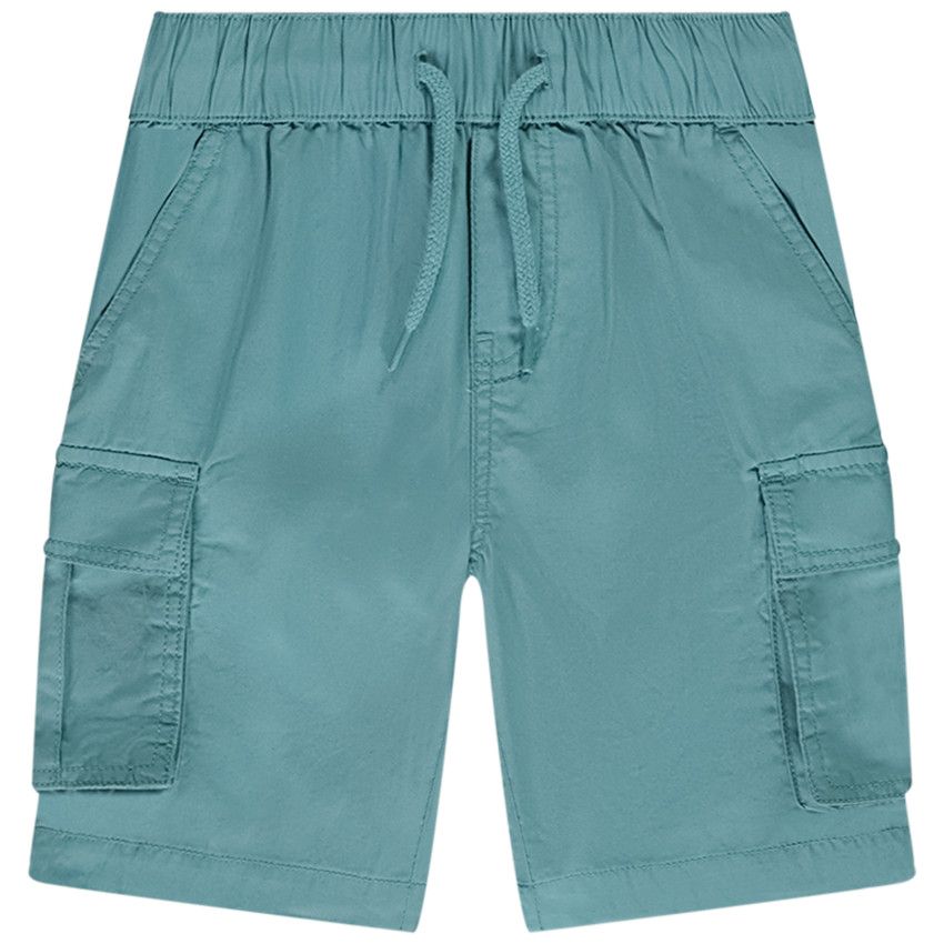 Bermuda cargo uni en popeline pour garçon - Bleu moyen