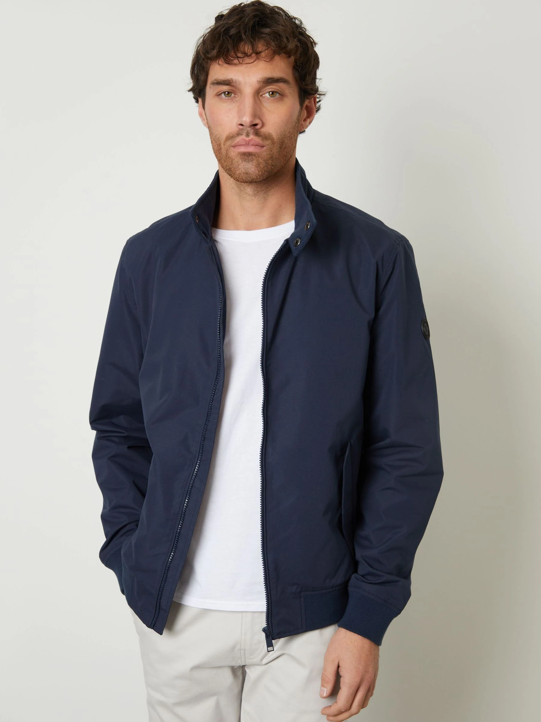 Marineblauw - Threadbare Harrington jack met ritssluiting