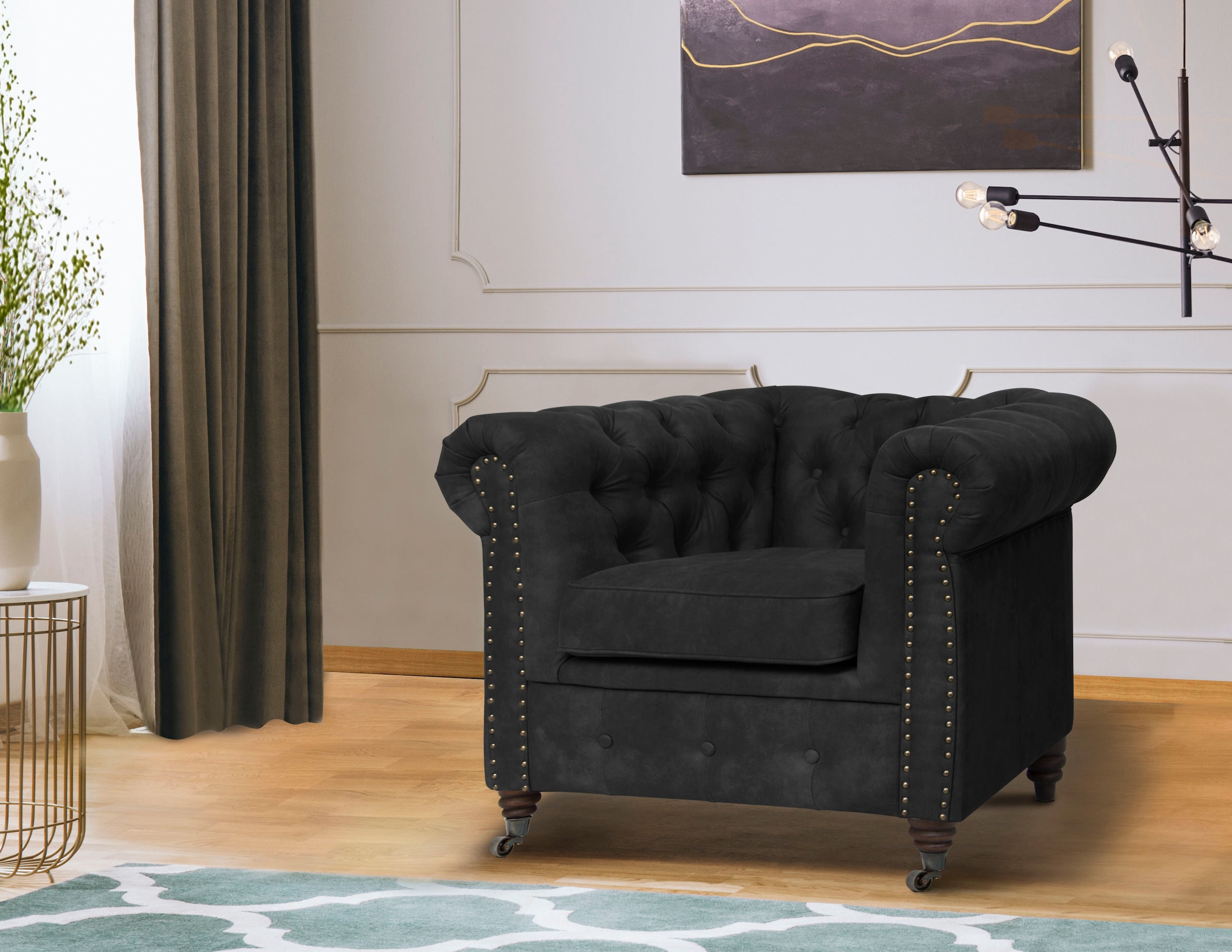 Home affaire Chesterfield-Sessel »Aarburg Sessel« aufwändige Knopfheftung und Ziernägel im Chesterfield-Design