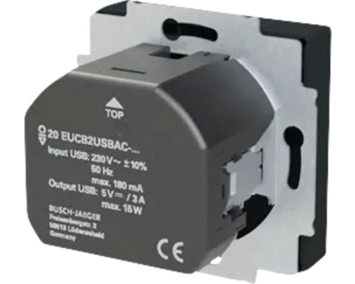 Busch-Jaeger 20 EUCB2USBAC-885 stopcontact met USB Type A + C lader Future Linear zwart/mat