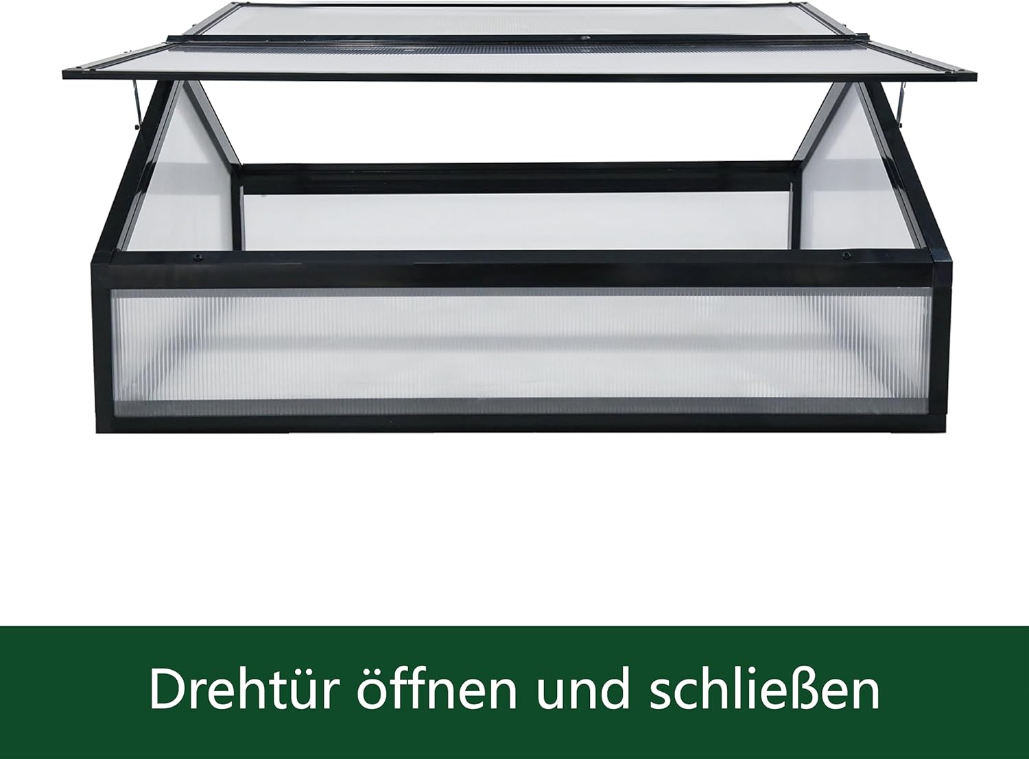 Alu Mini-Gewächshaus Frühbeet lichtdurchlässig Tomatenhaus Pflanzenhaus Treibhaus Pflanzbeet 117x97X53cm (Schwarz)
