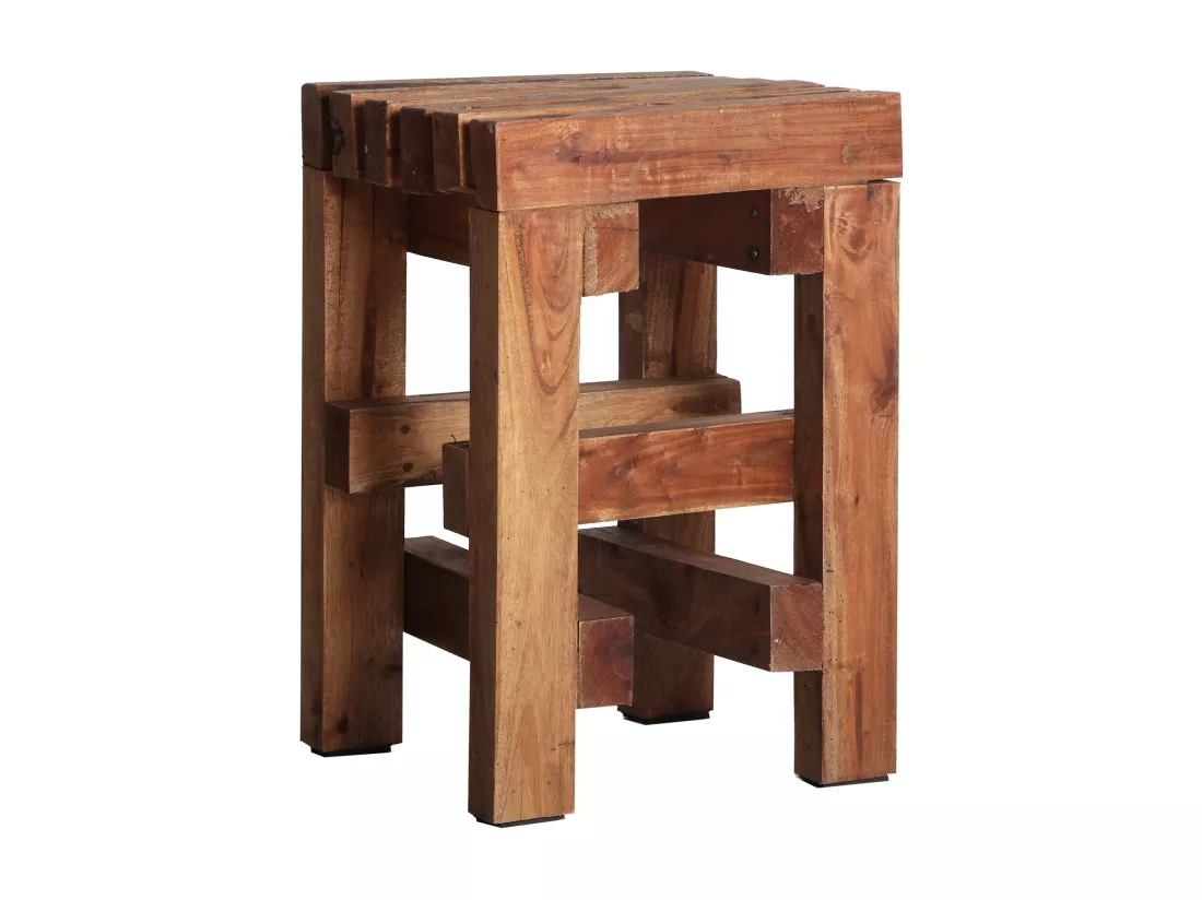 Repose- pied en bois de mahogany marron 30x30x45 cm