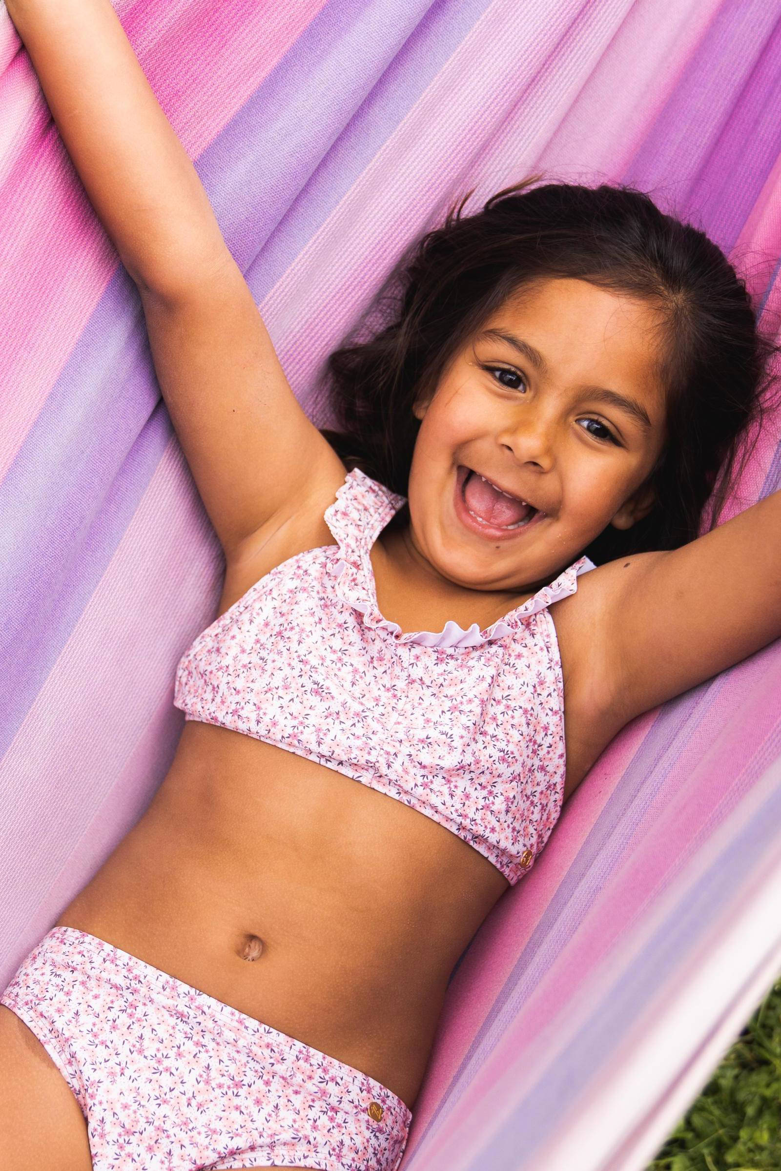 Koko Noko crop bikini met ruches roze/wit